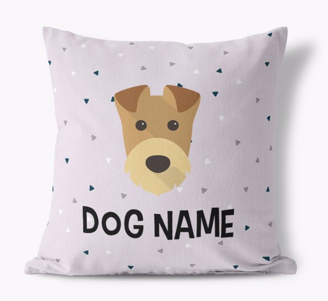 Triangle Pattern with {dogsName}'s Icon: Personalized Canvas Pillow